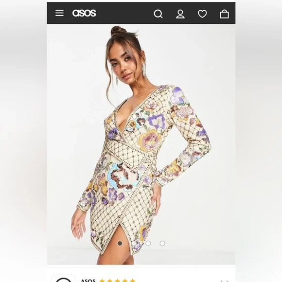 ASOS Structured V Neck Beaded Dress - Very Intricate Size 0 - NWT NEVER  TRIED ON - www.jkreigsman.com